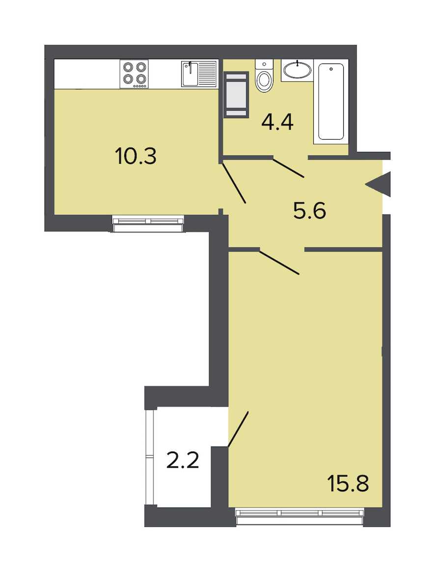Однокомнатная квартира в : площадь 36.1 м2 , этаж: 14 – купить в Санкт-Петербурге